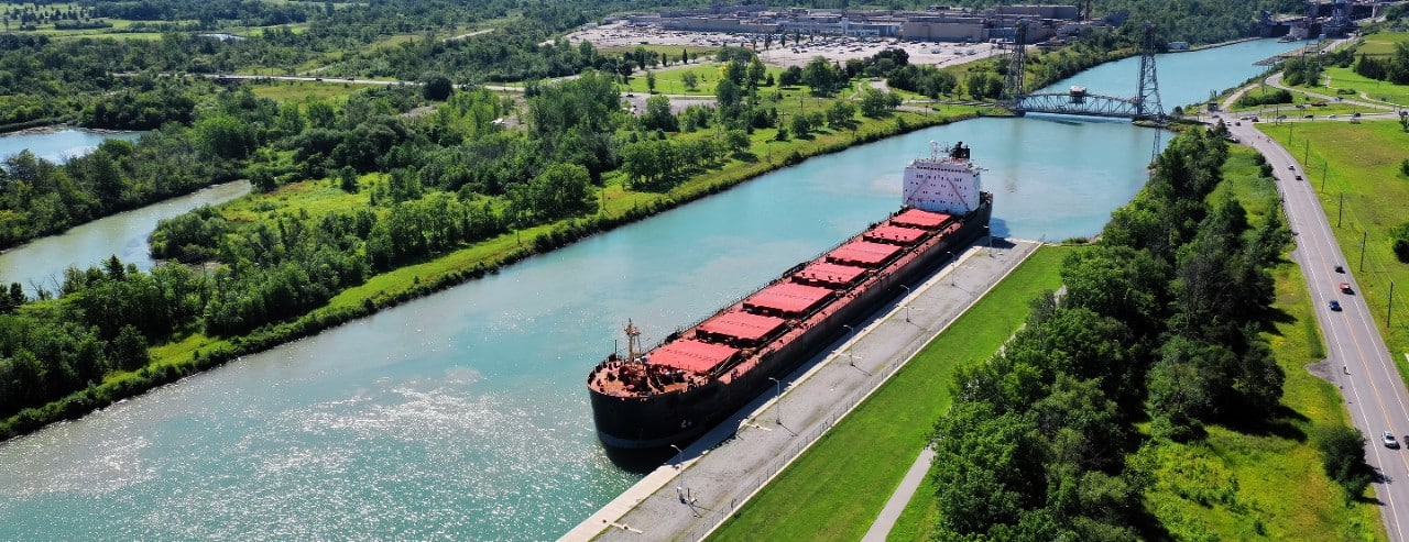 The entrance to the Welland Canal near Port Colborne