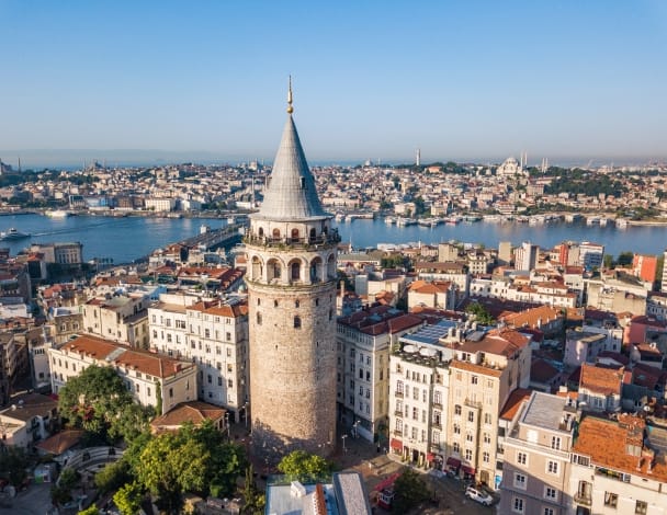 Historical tower seen on the Istanbul skyline.