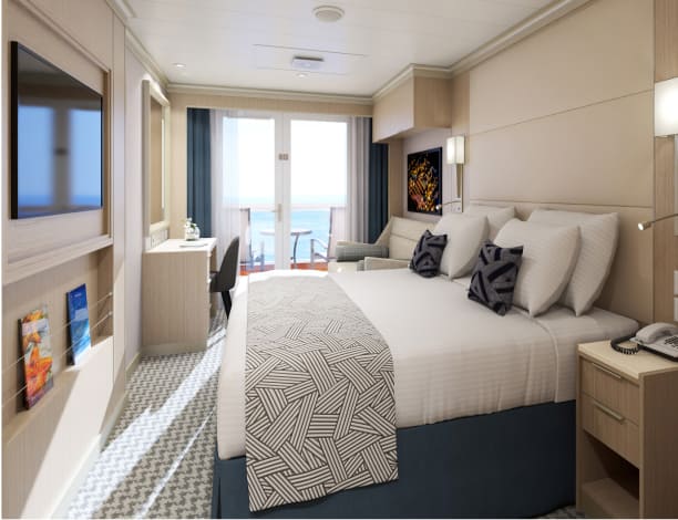 Balcony of verandah stateroom with lounge chairs