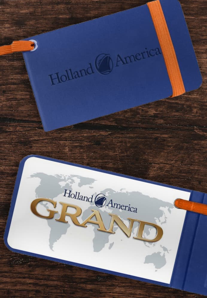 Holland America Grand custom luggage tags.