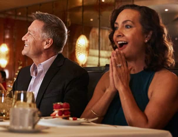 Woman reacting to a surprise.