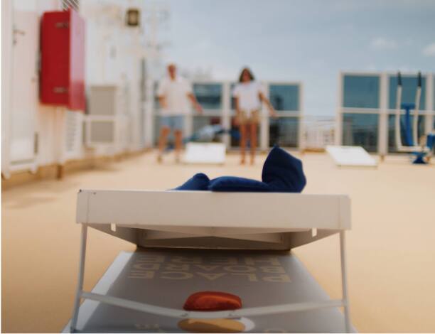 Guests playing games on deck