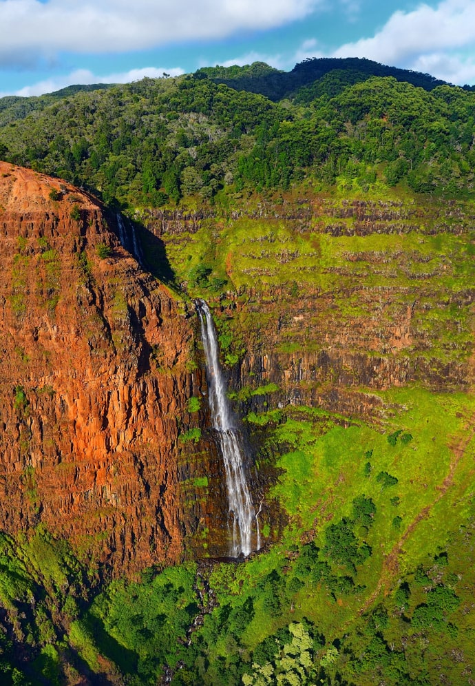 View of Waimea Falls in Hawaii