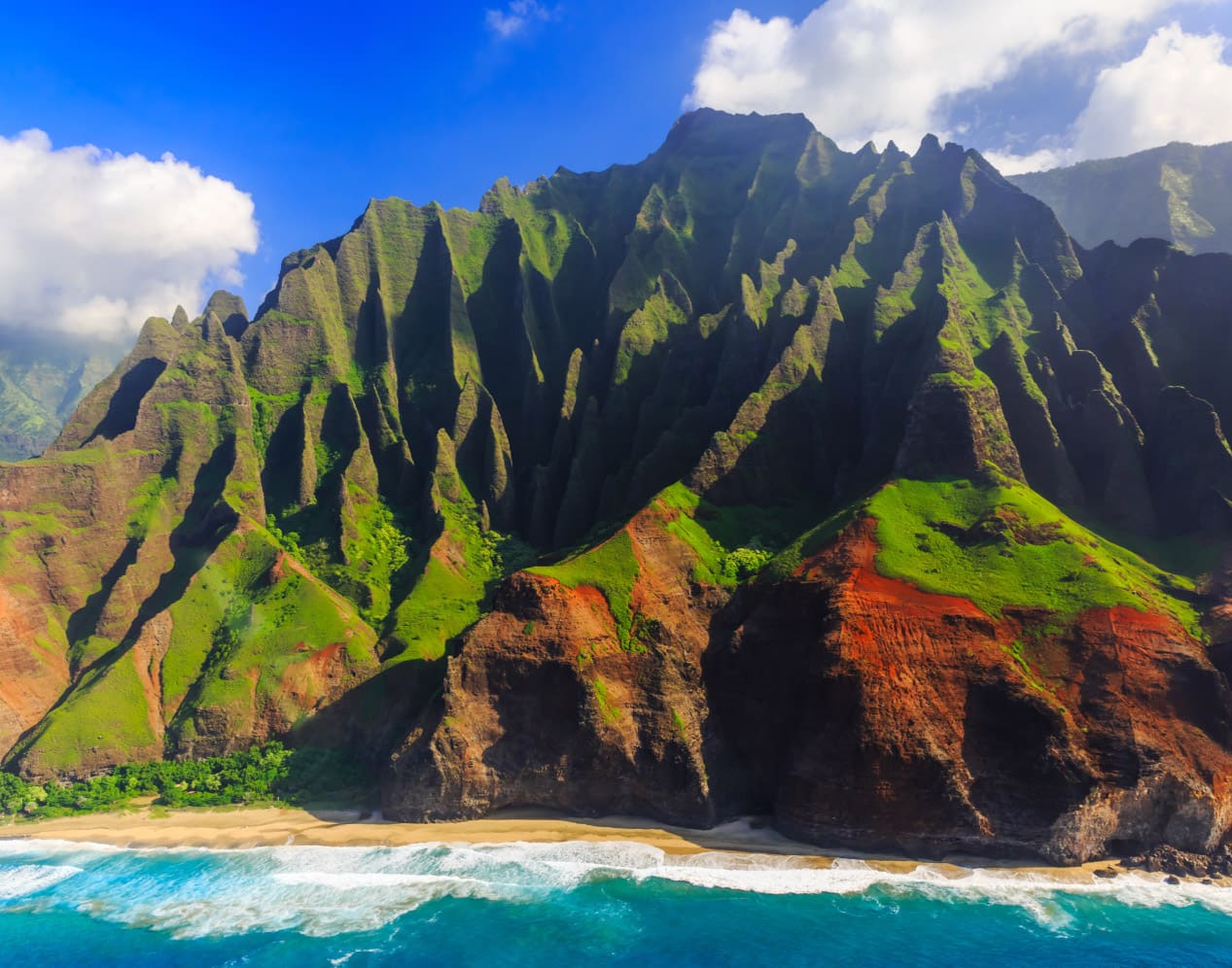Aerial view of Na Pali Coast in Hawaii
