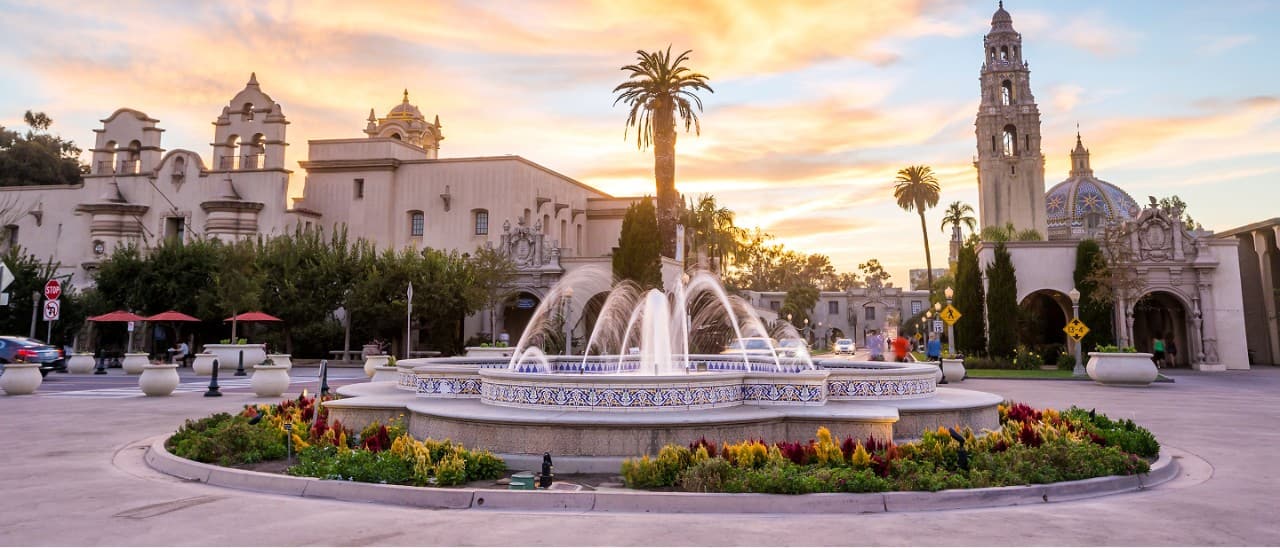 Plaza de Panama Fountain in San Diego, a Holland America Line Departure Port