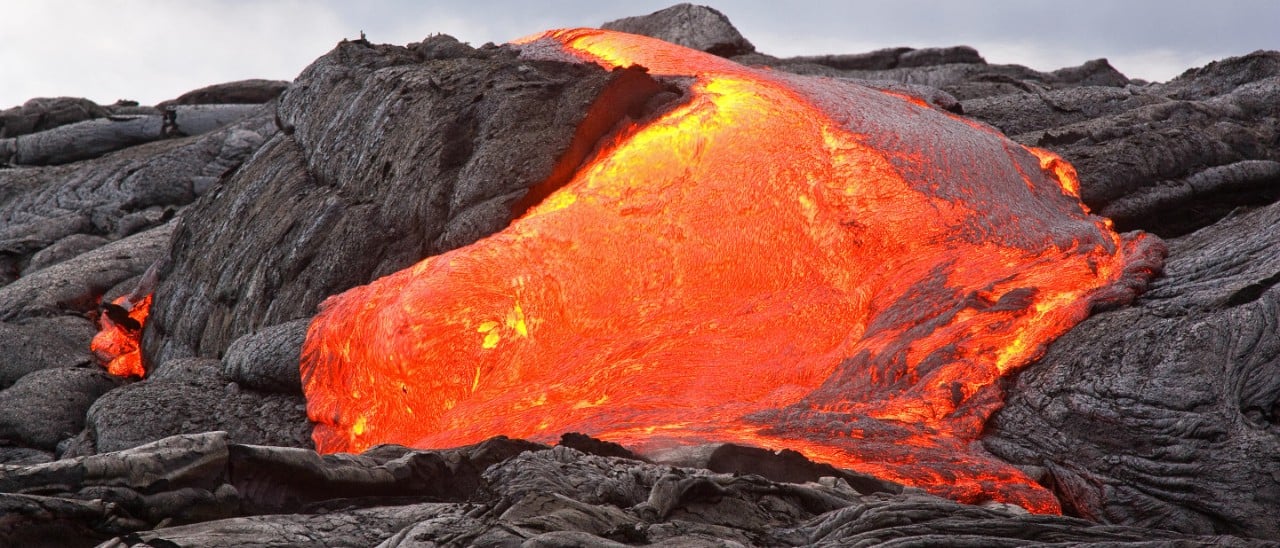 lava pours from a flow near Kona, Hawaii