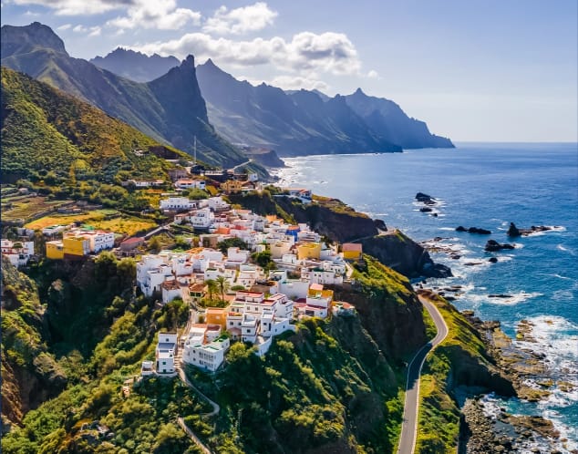 Aerial image of Tenerife coast in the Canary Islands.