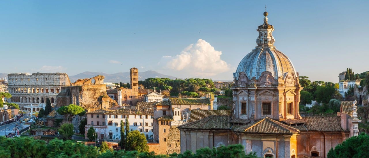 City skyline in Rome, Italy.
