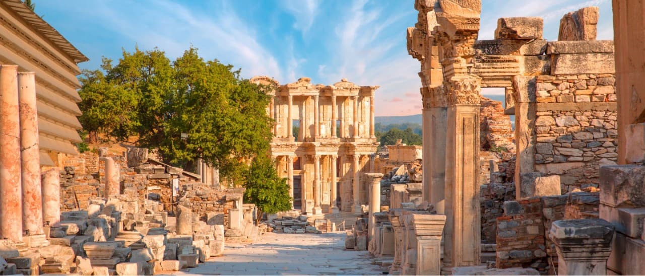 Archeological ruins seen in Ephesus, Turkey.