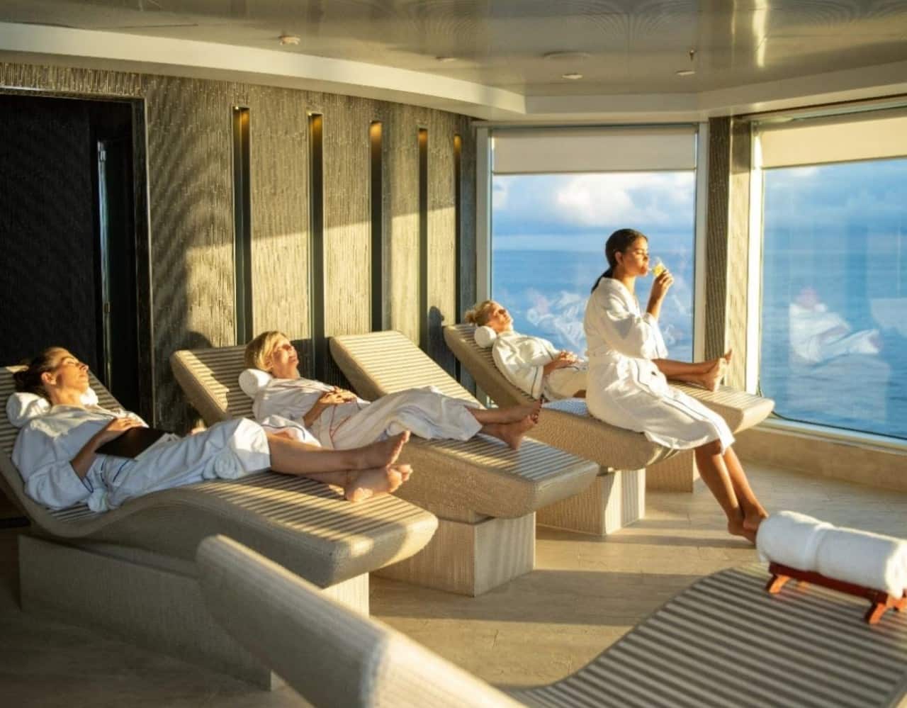 Women relaxing at the Greenhouse Spa on Signature class ship