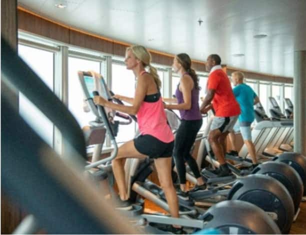 People exercising in the Fitness Center on board Holland America ship