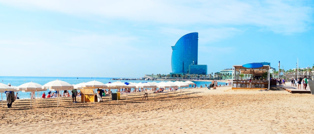 Barceloneta Beach in Barcelona.