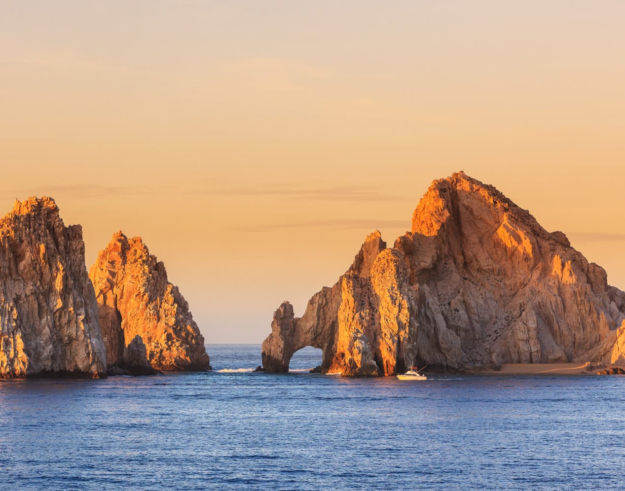 Los Arcos rock formation near Cabo San Lucas at sunset