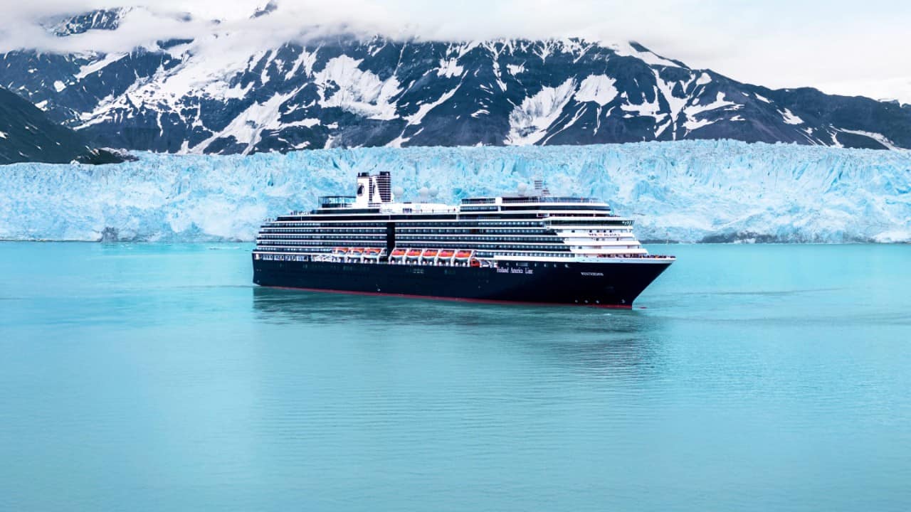 Holland America Westerdam ship, scenic cruising near the Hubbard Glacier in Alaska. 