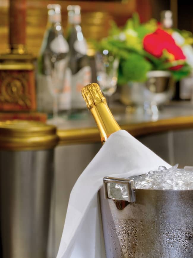 Close up of top of champagne bottle of Pinnacle Suite on board Zuiderdam