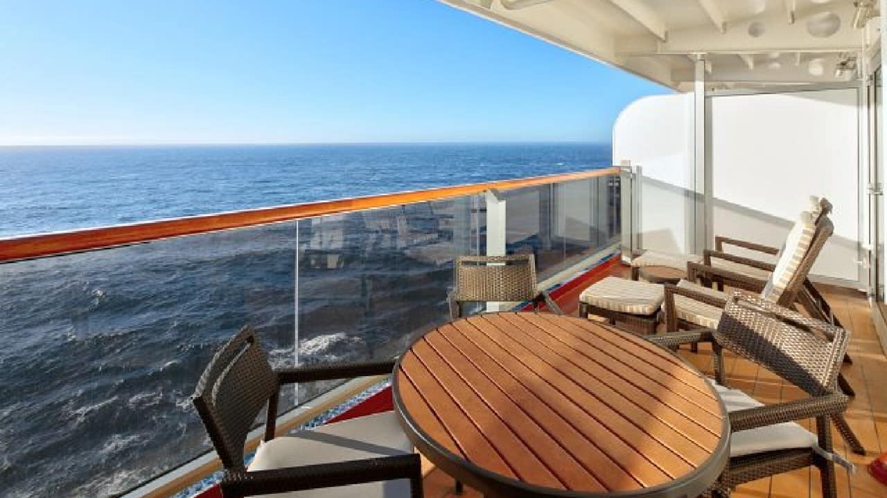 Sea view balcony of Neptune Suite on board Zuiderdam