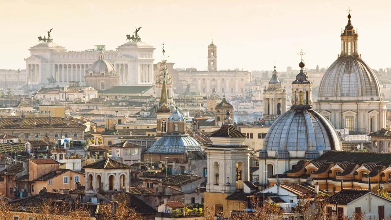 Church of Saint Luca and Martina, Italian: Santi Luca e Martina, in Roman Forum, Rome, Italy. Panoramic view.