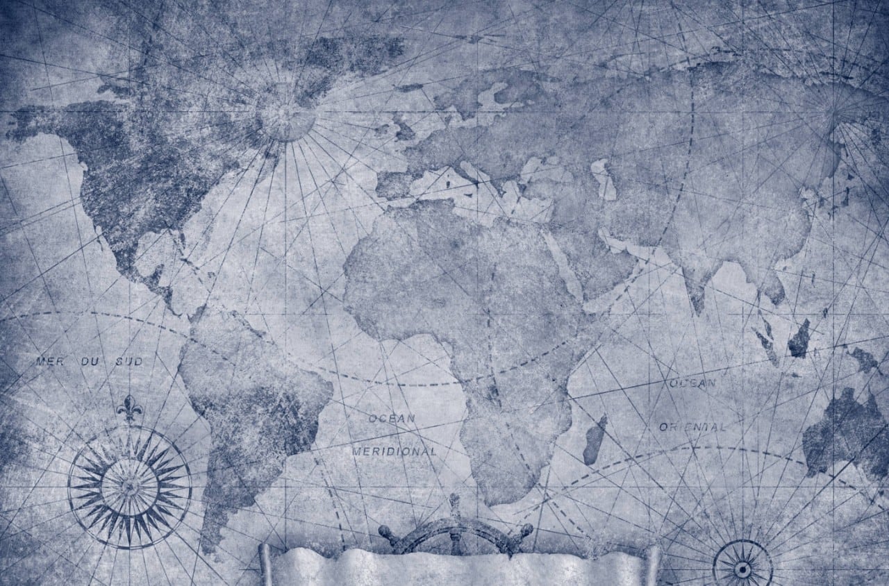 Aerial view of a city-lined bay in Santos, Brazil.