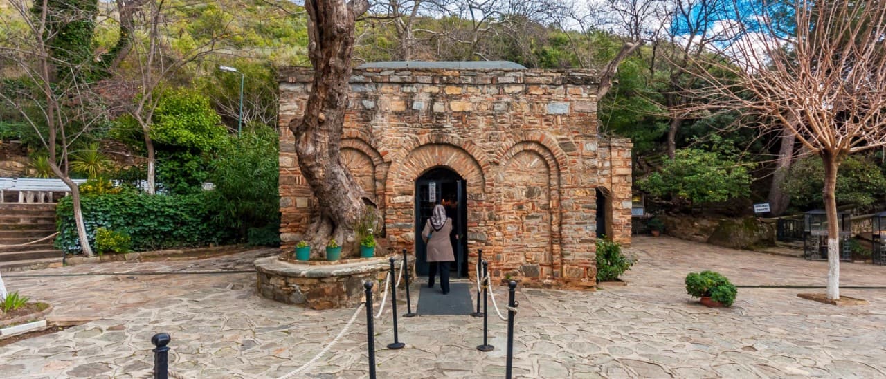 A view from outside Virgin Mary's house in Turkey.
