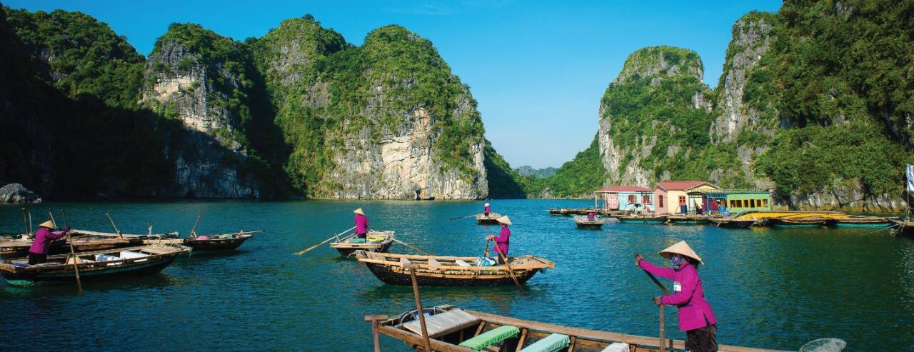 Boats in Halong Bay, Vietnam.
