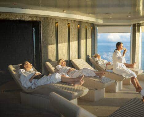 Women relaxing at the Holland America Spa & Salon